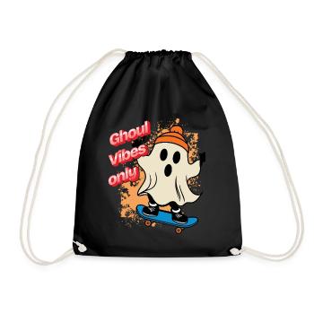 Ghoul Vibes Only Funny Cool Saying Design - Drawstring Bag - black - Front