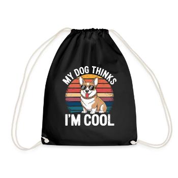 Corgi mon chien pense que je suis cool - Sac de sport léger - noir - Devant