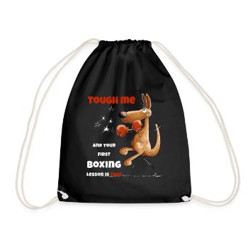 Tough Me Boxing Lesson Boxer Kangaroo - Drawstring Bag - black - Front