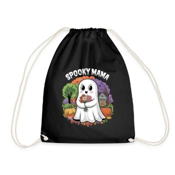 Halloween Spooky Mama Ghost Trick or Treat Funny - Drawstring Bag - black - Front