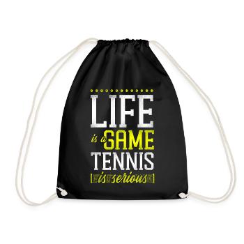 Funny Tennis Player Racket Life Is - Turnbeutel - Schwarz - Vorne