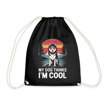 Siberian Husky Mein Hund Denkt Das Ich Cool Bin - Turnbeutel - Schwarz - Vorne