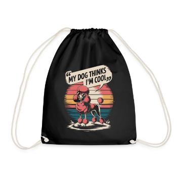 Poodle my dog thinks I'm cool - Drawstring Bag - black - Front