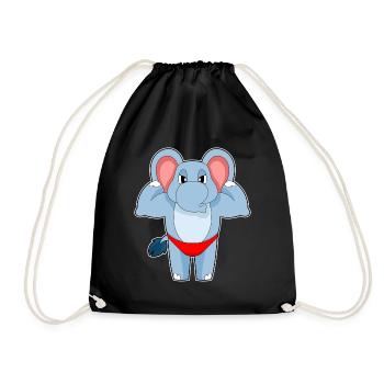 Elephant Bodybuilder Bodybuilding Sport - Drawstring Bag - black - Front