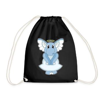 Elephant Angel Wings - Drawstring Bag - black - Front