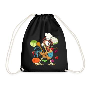 Chicken Rooster Cook Cooks Cook Culinary Arts Vegetables - Drawstring Bag - black - Front