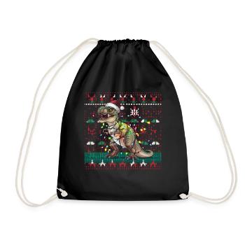 Dinosaure Moche Noël Noël Père Noël - Sac de sport léger - noir - Devant