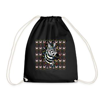 Zebra Ugly Christmas Weihnachten Xmas Santa Claus - Turnbeutel - Schwarz - Vorne