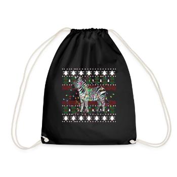 Zebra Ugly Christmas Weihnachten Xmas Santa Claus - Turnbeutel - Schwarz - Vorne