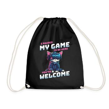 I just paused my game to be here - Cat VR Glasses - Drawstring Bag - black - Front