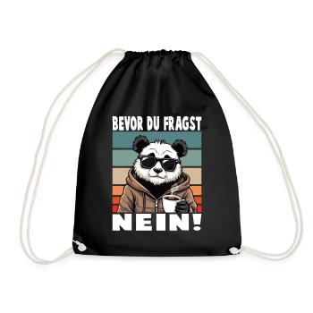Before You Ask No Funny Saying Panda - Drawstring Bag - black - Front