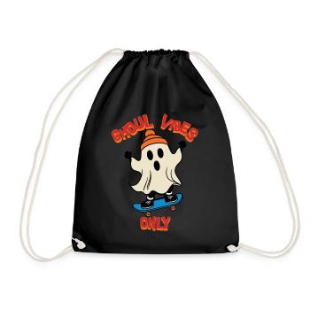 Ghoul Vibes Only Funny Halloween Saying - Drawstring Bag - black - Front