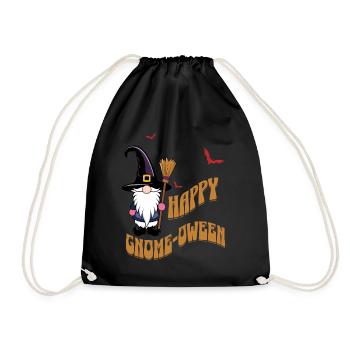 Happy Gnome-Oween Funny Halloween Saying - Drawstring Bag - black - Front