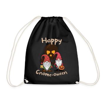Happy Gnome-Oween Funny Halloween Gnome Saying - Drawstring Bag - black - Front