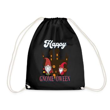 Happy Gnome-Oween Lustiger Halloween Gnom Spruch - Turnbeutel - Schwarz - Vorne