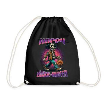 Happy Howl-oween Lustiger Halloween Hunde Spruch - Turnbeutel - Schwarz - Vorne