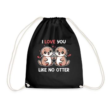 Je t’aime comme pas de loutre Couple mignon de loutre - Sac de sport léger - noir - Devant
