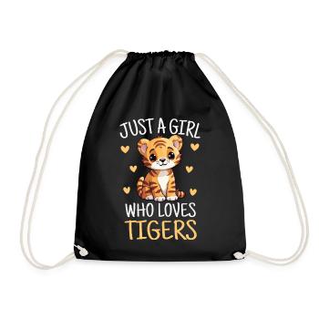 Just a Girl Who Loves Tigers Cute Cub - Drawstring Bag - black - Front