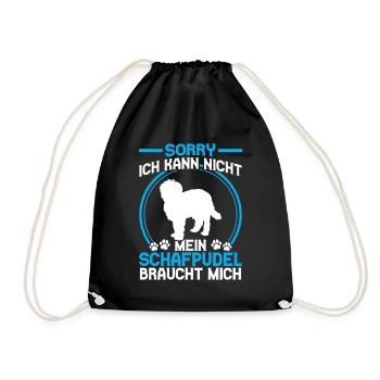 Sheep Poodle Needs Me Old German Herding Dog - Drawstring Bag - black - Front
