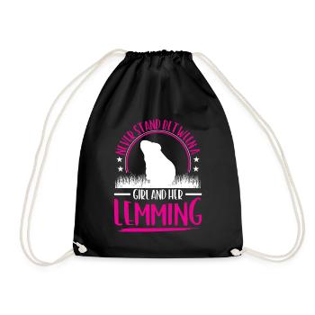 Lemming Vole Girl with Lemming - Drawstring Bag - black - Front