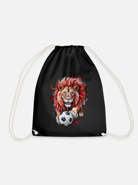 Löwe Fußball Bunt Georgien Tier Design Print - Turnbeutel - Schwarz