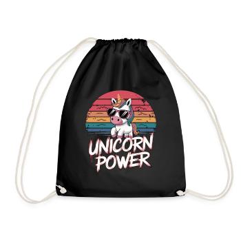 Unicorn Power – Magical Unicorn Design - Drawstring Bag - black - Front