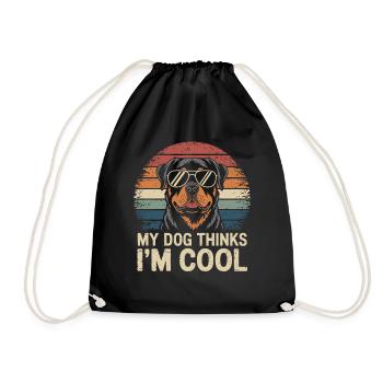 Rottweiler My dog thinks I'm cool - Drawstring Bag - black - Front
