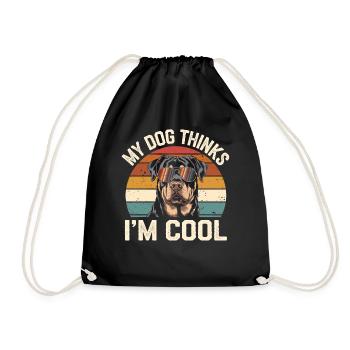 Rottweiler My dog thinks I'm cool - Drawstring Bag - black - Front