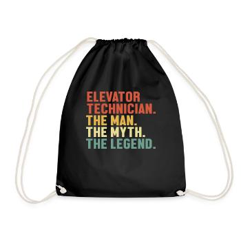 Elevator Technician Man Myth Legend Repair - Drawstring Bag - black - Front