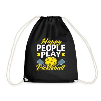 Happy People Play Pickleball - Drawstring Bag - black - Front