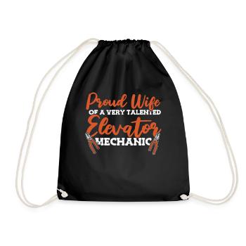 Proud Wife Of An Elevator Mechanic Repair - Drawstring Bag - black - Front