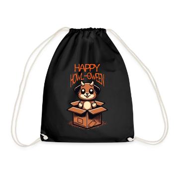 Happy Howl-Oween Funny Dog Halloween Saying - Drawstring Bag - black - Front
