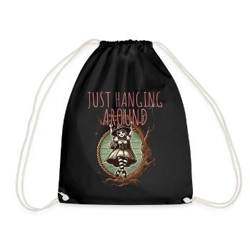 Just Hanging Around Funny Halloween Saying - Drawstring Bag - black - Front
