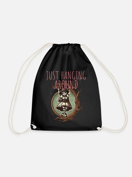 Just Hanging Around Lustiger Halloween Spruch - Turnbeutel - Schwarz