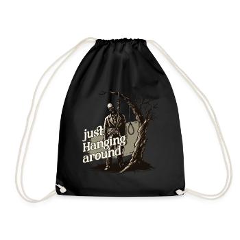 Funny Halloween Saying just hanging around - Drawstring Bag - black - Front