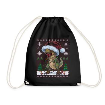 Dinosaur Ugly Christmas Christmas Xmas Trex - Drawstring Bag - black - Front