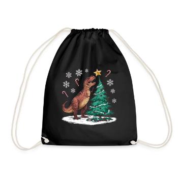 Dinosaur Ugly Christmas Christmas Xmas Trex - Drawstring Bag - black - Front