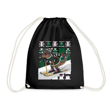 Dinosaur Ugly Christmas Christmas Xmas Trex - Drawstring Bag - black - Front