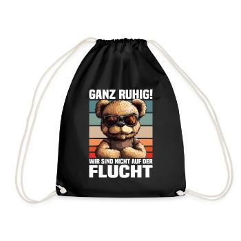 Calm down! We're not on the run Teddy - Drawstring Bag - black - Front