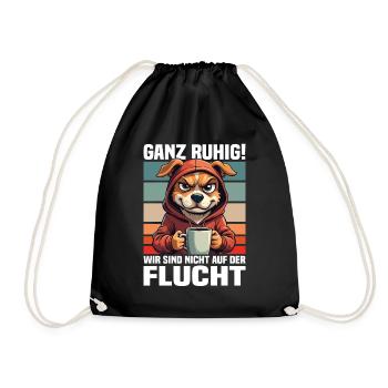 Calm down! We're not on the run dog - Drawstring Bag - black - Front