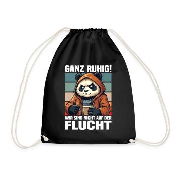 Calm down! We are not on the run Panda - Drawstring Bag - black - Front