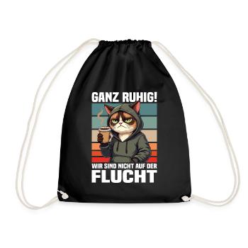 Calm down! We're not on the run cat - Drawstring Bag - black - Front