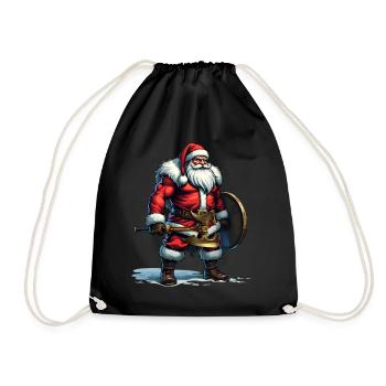 Bad Santa Claus Viking Berserker Look Christmas - Drawstring Bag - black - Front