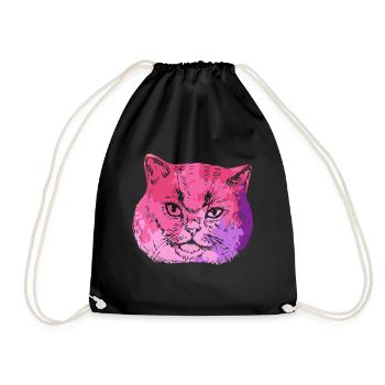 British Shorthair cat Colorful - Drawstring Bag - black - Front