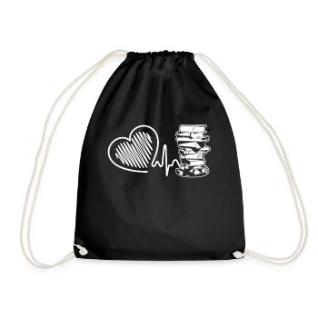 I Love Reading Heartbeat - Drawstring Bag - black - Front