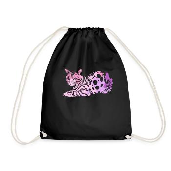 Bengal Cat Bengal Cat Colorful - Drawstring Bag - black - Front
