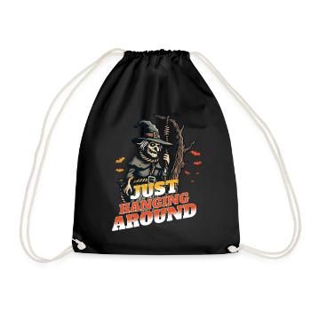 Funny Halloween Saying Just Hanging Around - Drawstring Bag - black - Front