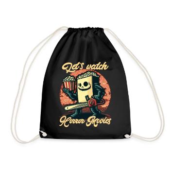 Funny Saying Design Let's Watch Horror Movies - Drawstring Bag - black - Front