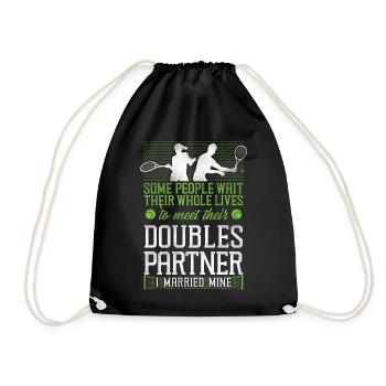 Funny Tennis Player Racket Husband - Drawstring Bag - black - Front