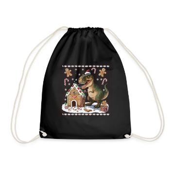 Dinosaur Ugly Christmas Christmas Xmas Trex - Drawstring Bag - black - Front